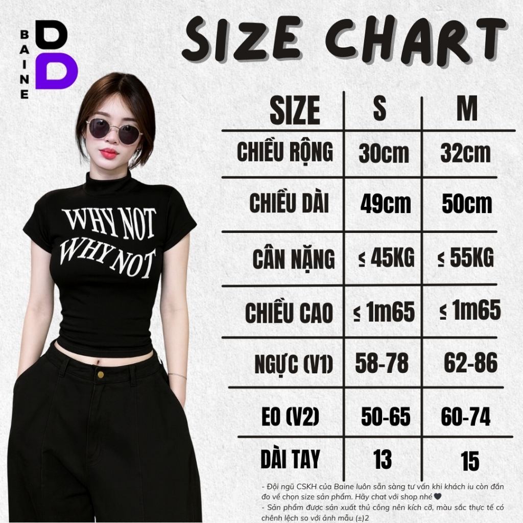 Áo BABYTEE Tay Ngắn CỔ LỌ WHY NOT In Hình DD85, Áo Thun Nữ Cổ Cao Chất Borip Cộc Tay BAINE | BigBuy360 - bigbuy360.vn