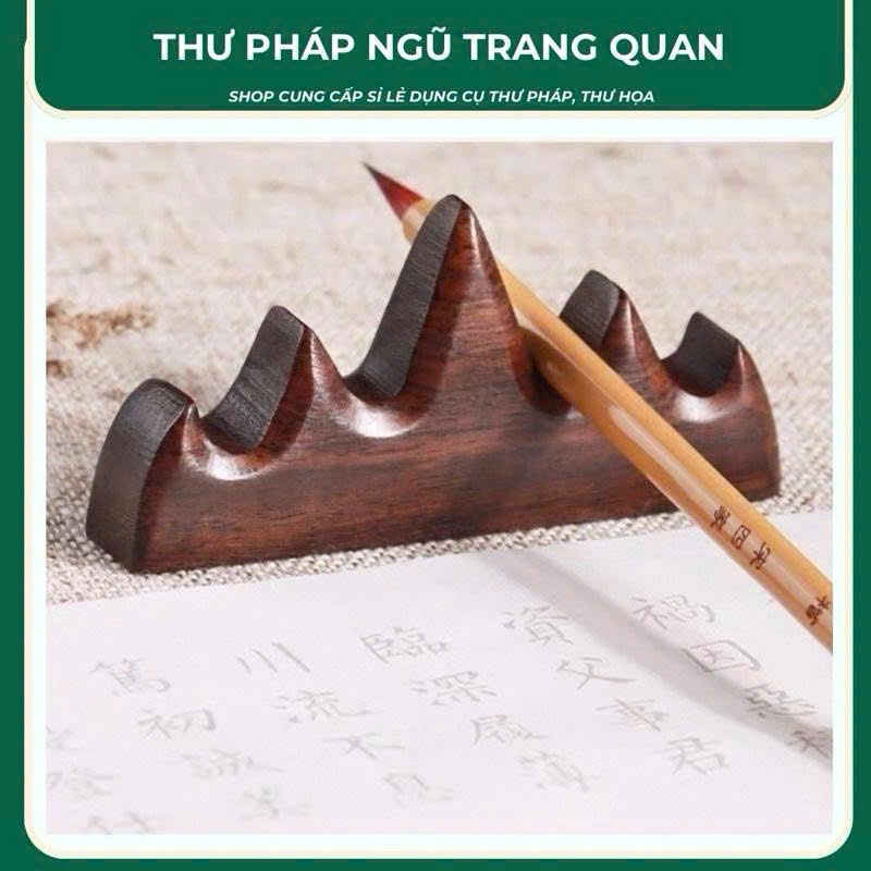 Gác bút gỗ, kê bút hình núi Ngũ Hành dài 10cm