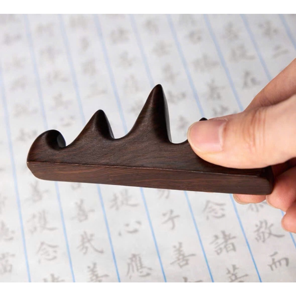 Gác bút gỗ, kê bút hình núi Ngũ Hành dài 10cm