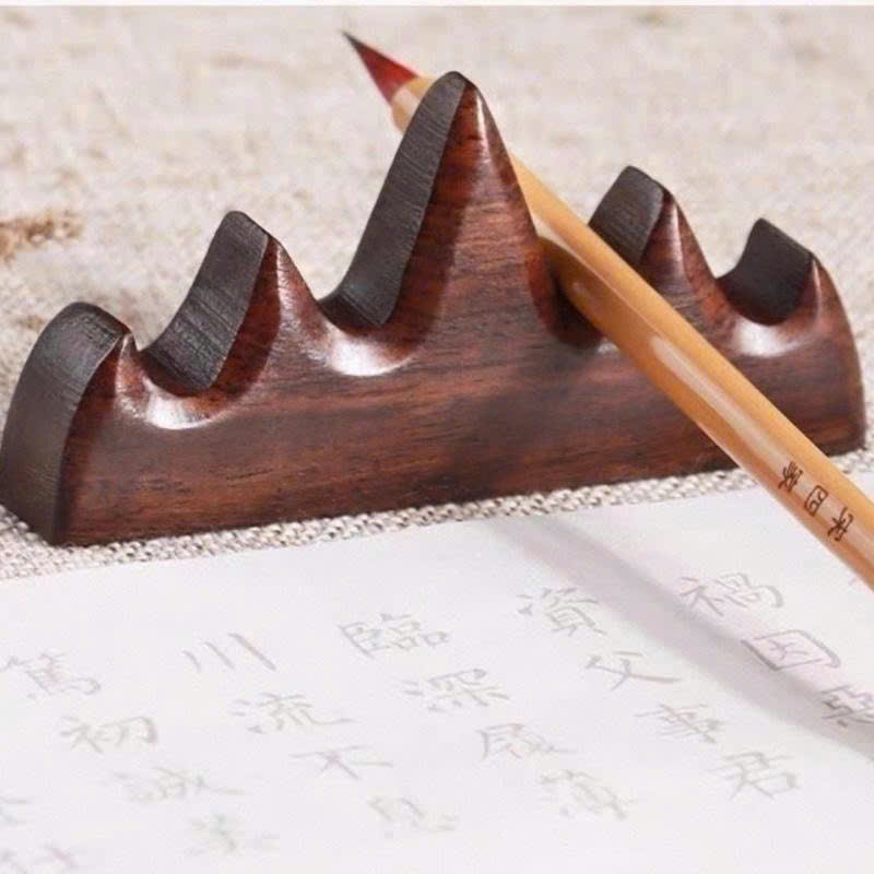 Gác bút gỗ, kê bút hình núi Ngũ Hành dài 10cm