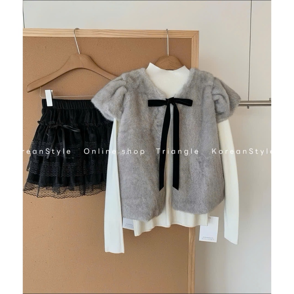 TRIANGLE - Love Fur Gile (Cân nhắc kỹ, return is not welcomed) - Áo gile lông phong cách Hàn Quốc thanh lịch, sang trọng