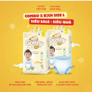 Bỉm - Tã Gunny Công Nghệ Hàn Quốc Size L quần 50 miếng (9-14kg) Siêu Thấm, Mềm Mại An Toàn Cho Em Bé