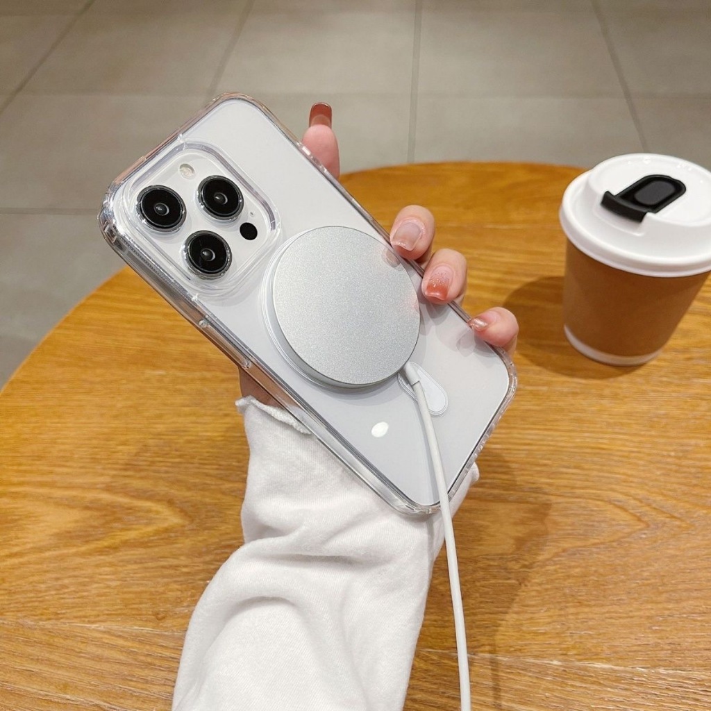 Đơn giản, thời trang cao độ hấp thụ từ áp dụng cho iphone 17/16promax vỏ điện thoại lỗ lớn iPhone15 trở lại phần cứng và