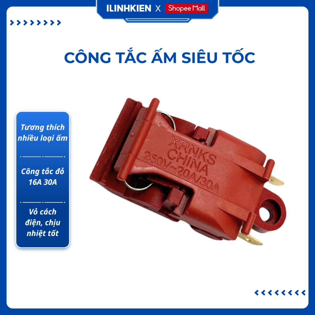 Công tắc ấm siêu tốc 16A 30A 250V màu đỏ chịu nhiệt độ cao ILinhkien
