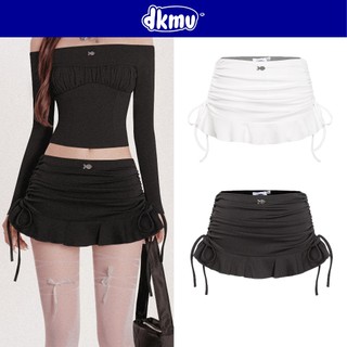 Chân váy kiểu nữ ôm đuôi cá DKMV rút dây thân váy logo Cá đáng yêu kèm quần trong đen, trắng Blush Mini Skirt| K-V5