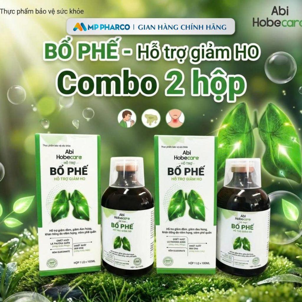 Combo 2 lọ-TPBVSK Abi Hobecare Siro Ho Bổ Phế -Hỗ trợ giảm ho ,giảm đờm, khản tiếng -lọ 100ml