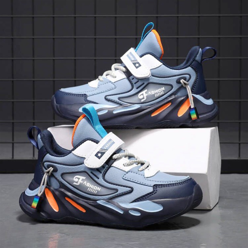 [M146] Giày Thể Thao Bé Trai Thể Thao Phối Lưới Cao Cấp Mới, Giày Sneaker Trẻ Em Quai Dán Phong Cách Sporty Năng Động
