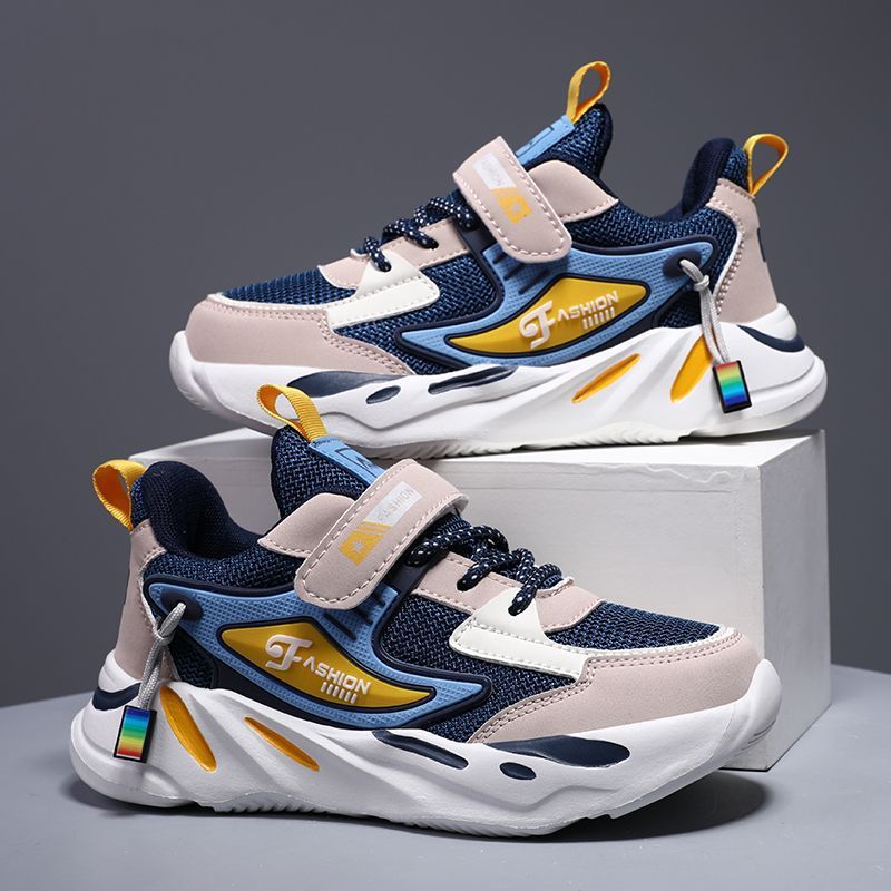 [M146] Giày Thể Thao Bé Trai Thể Thao Phối Lưới Cao Cấp Mới, Giày Sneaker Trẻ Em Quai Dán Phong Cách Sporty Năng Động