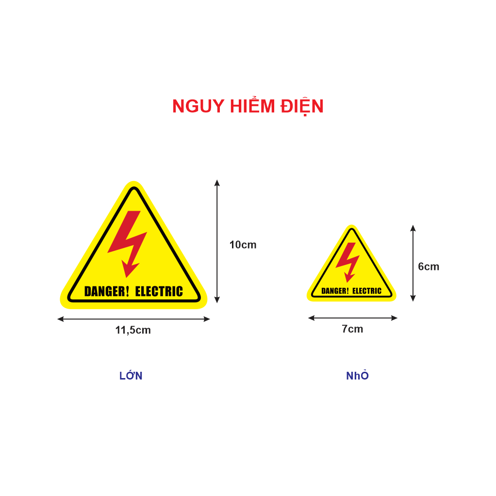 Tem nguy hiểm điện ⚡ Tem dán cảnh báo kẹp tay. Decal chống nước, bền màu – Nhiều mẫu