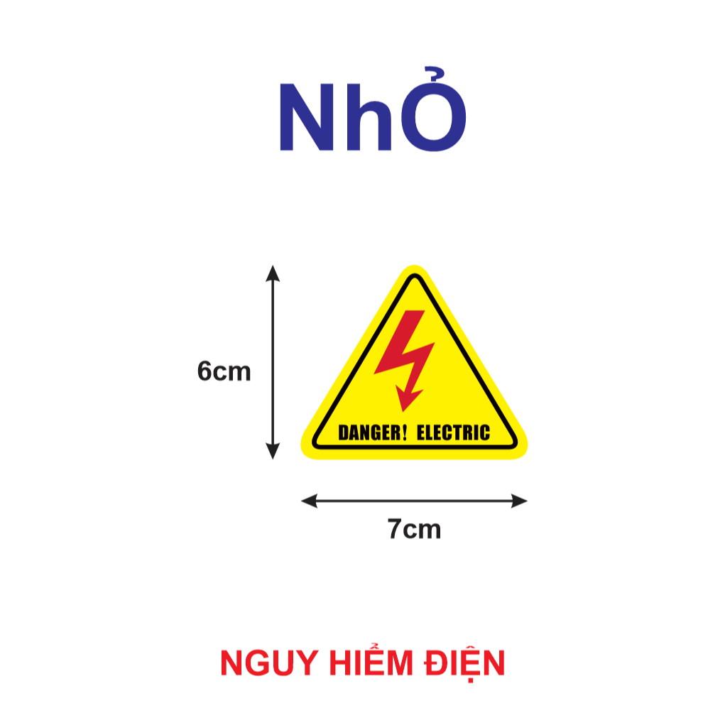 Tem nguy hiểm điện ⚡ Tem dán cảnh báo kẹp tay. Decal chống nước, bền màu – Nhiều mẫu