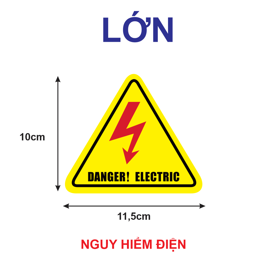 Tem nguy hiểm điện ⚡ Tem dán cảnh báo kẹp tay. Decal chống nước, bền màu – Nhiều mẫu