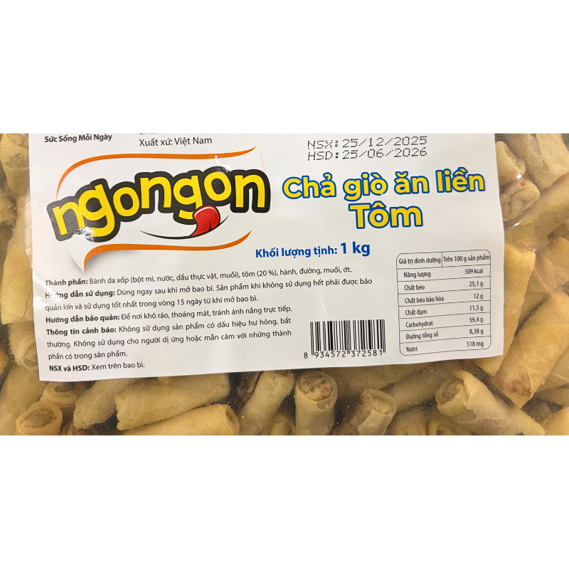 1kg Chả giò tôm sấy mini ăn liền Vissan - Chả giò ăn liền rời 1kg Vissan