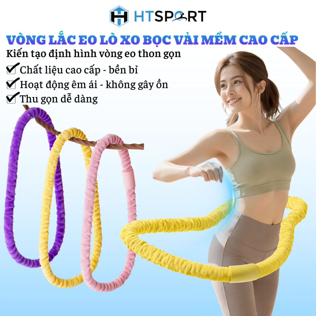 Vòng Lắc Eo Lò Xo Bọc Vải Mềm Mại - Giảm Calo Hiệu Quả, Giữ Eo Thon, Cải Thiện Vóc Dáng Tại Nhà