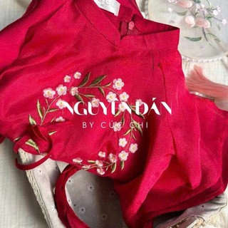 Set Bộ Áo Dài Tết Bé Gái Nguyên Đán TẶNG KÈM MẤN Xinh Xắn, chất liệu tơ lụa mềm mịn,size 8-44kg