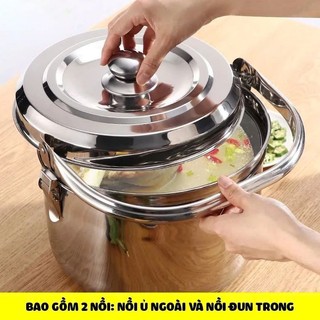 (Xả Kho) Nồi Ủ Nhiệt 7 Lít, 9 Lít Chân Không Đế Gang Hầm Xương Tiện Lợi Dùng Cho Nhiều Loại Bếp