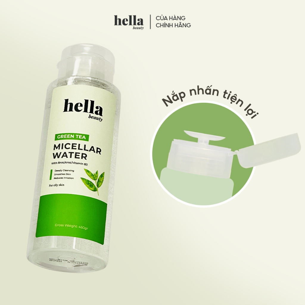 Nước tẩy trang Hella Beauty chiết xuất thực vật làm sạch sâu, dịu nhẹ cho mọi loại da 450g