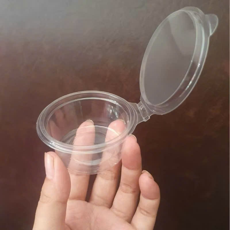 Set 50 Hũ sốt nắp liền - cốc nhựa nắp cài dùng 1 lần đựng nước sốt , nước chấm loại nhỏ 60ml 120ml