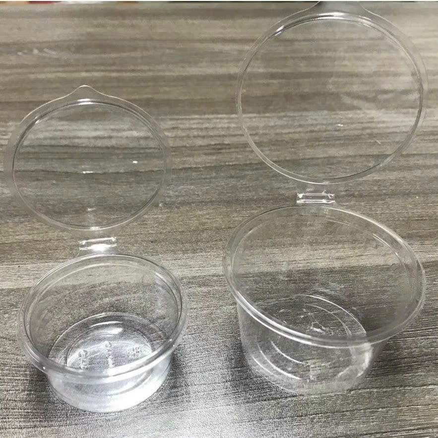 Set 50 Hũ sốt nắp liền - cốc nhựa nắp cài dùng 1 lần đựng nước sốt , nước chấm loại nhỏ 60ml 120ml