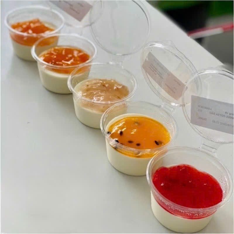 Set 50 Hũ sốt nắp liền - cốc nhựa nắp cài dùng 1 lần đựng nước sốt , nước chấm loại nhỏ 60ml 120ml