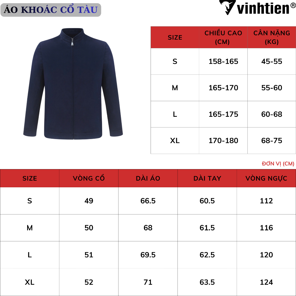 Áo Khoác Jacket Nam Trung Niên Vĩnh Tiến 2 Lớp Cổ Tàu Cao Cấp , Sang Trọng - 950 JC1