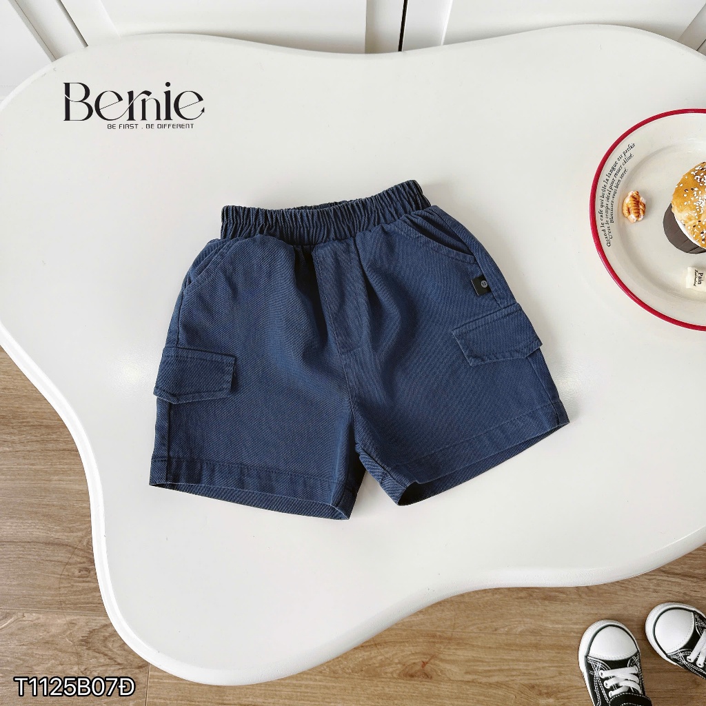 Set cộc tay in hình động vật vui nhộn Bernie áo cotton phối quần short kaki mềm mại cho bé 9-24kg