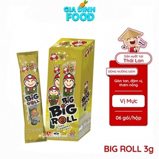 [Thùng x24 hộp] Snack Rong Biển Big Roll Vị Truyền thống/ Cay/ Mực/ BBQ Hộp 6 gói x3g
