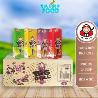 [Thùng x24 hộp] Snack Rong Biển Big Roll Vị Truyền thống/ Cay/ Mực/ BBQ Hộp 6 gói x3g