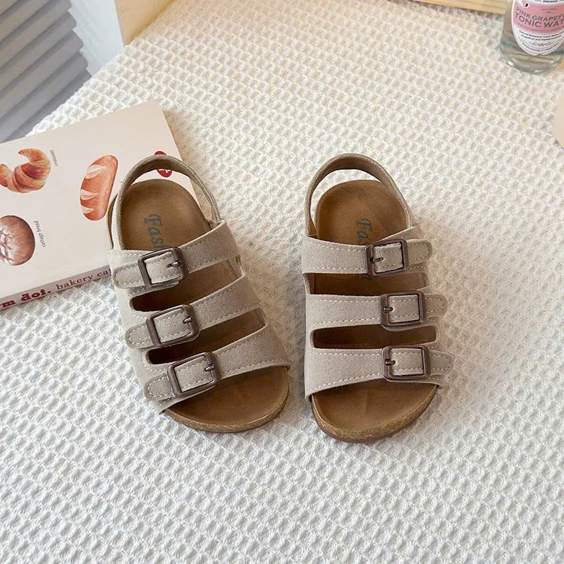 [M095] Dép Sandal Cho Bé 3 Dây Quai Hậu Da Lộn Mềm Quai Dán Tiện Lợi Đi Chơi, Đi Học TH Kids
