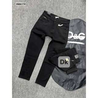 quần bò nam Dk boutique màu đen trơn hoạ tiết điểm nhấn túi sau đẹp chất vải dầy mềm co dãn nhẹ giữ phom bền màu