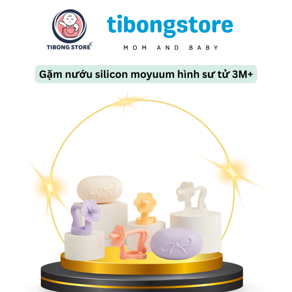 [kèm hộp đựng] Gặm Nướu Moyuum Hình Sư Tử Cho Bé – Silicone An Toàn, Dễ Cầm dành cho bé từ 3M+
