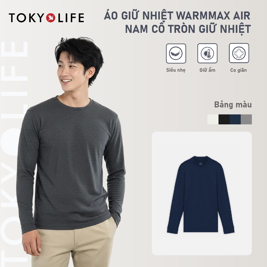 Áo giữ nhiệt nam WarmMax Air TOKYOLIFE cổ tròn vải co giãn ôm body giữ ...