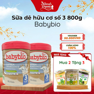 (DATE T7/2027) Sữa Dê Hữu Cơ Tăng Trưởng Babybio Số 3 800g (10 - 36 tháng) Phát Triển Não Bộ - Natural Market