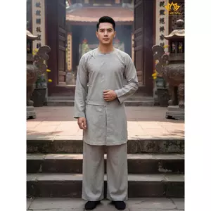 Tuệ Quang Vạt hò form Nam Linen cao cấp - Tăng nút thắt tà dài truyền thống - Chất liệu mềm nhẹ thoáng mát - Phù hợp Phậ