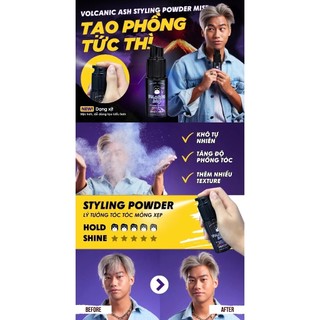 Sáp Vuốt Tóc Nam APESTOMEN Volcanic Clay , Bột Tạo Phồng  APESTOMEN Volcanic Ash Styling Powder