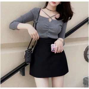 Chân Váy Nhung Chữ A Hồng Ngọc Có Bigsize Cạp Cao Tôn Dáng Kèm Quần Bảo Hộ Có Túi Thời Trang Nữ 145 QN