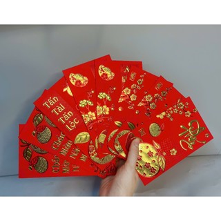 Bao Lì Xì 2026 Màu Đỏ Tết May Mắn Giấy Nhung óng ánh vàng Thiết Kế họa tiết Vàng Sang Trọng