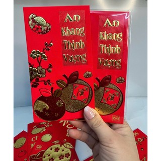 Bao Lì Xì 2026 Màu Đỏ Tết May Mắn Giấy Nhung óng ánh vàng Thiết Kế họa tiết Vàng Sang Trọng