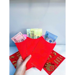 Bao Lì Xì 2026 Màu Đỏ Tết May Mắn Giấy Nhung óng ánh vàng Thiết Kế họa tiết Vàng Sang Trọng
