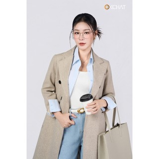 Áo Măng Tô 𝐂𝐂𝐇𝐀𝐓 Dáng Suông Dài 2 Hàng Khuy Chất Liệu Dạ Cao Cấp 24MDZ2005ST