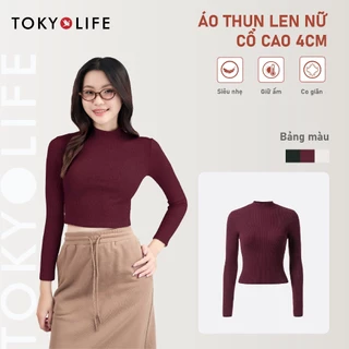 Áo thun giữ nhiệt NỮ cổ tròn dáng ngắn croptop TOKYOLIFE giữ ấm tuyệt đối ,chất vải co giãn ôm body 40005425