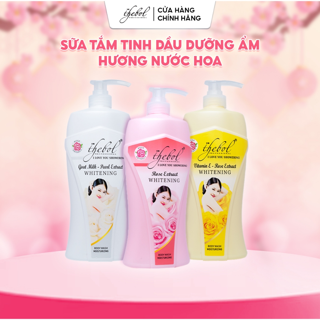 Sữa Tắm Nước Hoa Thebol tinh dầu hoa hồng lưu hương thơm lâu an toàn dịu nhẹ cho da nhạy cảm