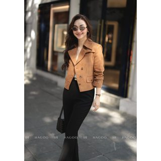 Quần âu ống loe nữ màu đen lưng cao HAGOO phong cách công sở thanh lịch [Q371]