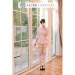 Set Đồ Thu Đông Alice Chất Dạ Tweed Cao Cấp, Áo Peplum Ôm Eo Phối Cổ Sen, Tay Lỡ, Quần Short Dáng Đứng S1041 — ảnh 2