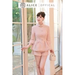 Set Đồ Thu Đông Alice Chất Dạ Tweed Cao Cấp, Áo Peplum Ôm Eo Phối Cổ Sen, Tay Lỡ, Quần Short Dáng Đứng S1041 — ảnh 4