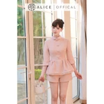 Set Đồ Thu Đông Alice Chất Dạ Tweed Cao Cấp, Áo Peplum Ôm Eo Phối Cổ Sen, Tay Lỡ, Quần Short Dáng Đứng S1041 — ảnh 3
