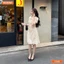 Đầm thiết kế BEMINE cổ sen ren hoa nổi dáng chữ A phù hợp đi tiệc-T100