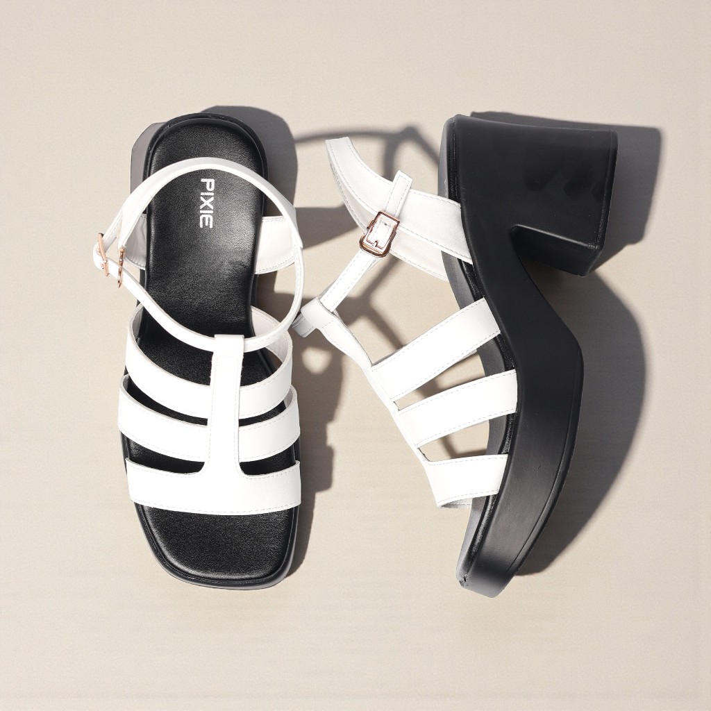 Giày Sandal Cao Gót Nữ 8cm Quai Xương Cá Siêu Nhẹ Pixie H428