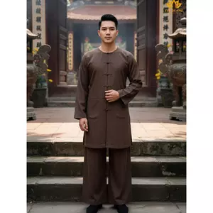 Tuệ Quang - Bà Ba Form Tăng Nam Nút Thắt Tay Dài Chất Vải Linen Cao Cấp Pháp Phục Tu Sĩ Đồ Lam Đi Chùa Size 1-7