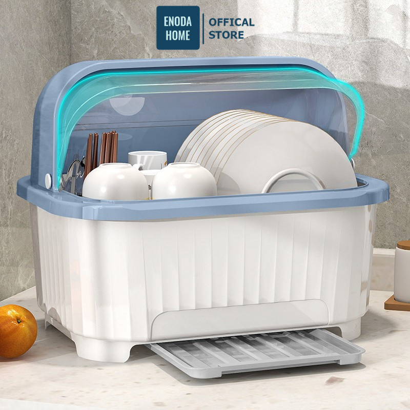 Kệ Úp Bát Đĩa ENODA HOME, Kệ Đựng Bát Đũa, Kệ Có Nắp Chống Bụi Chống Côn Trùng Có Khay Thoát Nước GB030