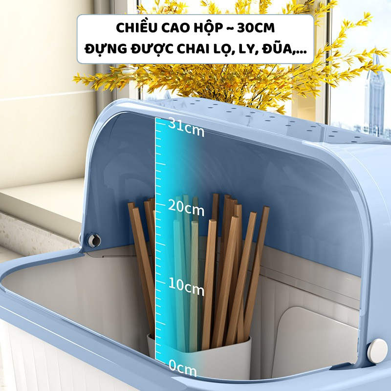 Kệ Úp Bát Đĩa ENODA HOME, Kệ Đựng Bát Đũa, Kệ Có Nắp Chống Bụi Chống Côn Trùng Có Khay Thoát Nước GB030